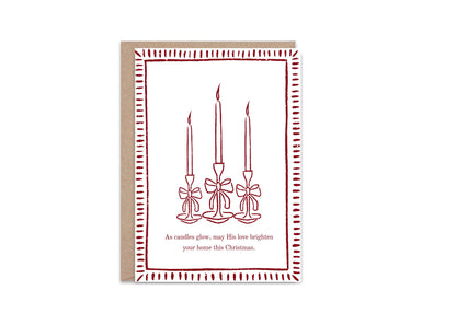 Minimalist Vintage Elegant Christmas Card Holiday Greeting Card Neutral Colour Candles Design Blank Inside Premium 300gsm Paper Envelope