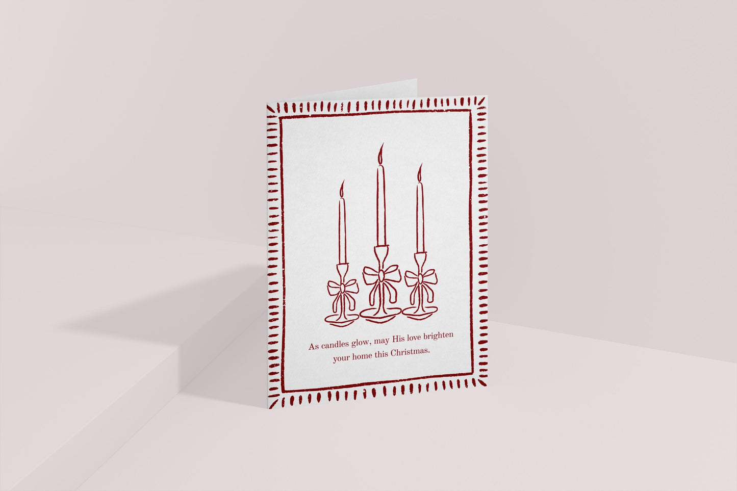 Minimalist Vintage Elegant Christmas Card Holiday Greeting Card Neutral Colour Candles Design Blank Inside Premium 300gsm Paper Envelope