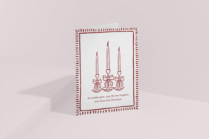 Minimalist Vintage Elegant Christmas Card Holiday Greeting Card Neutral Colour Candles Design Blank Inside Premium 300gsm Paper Envelope