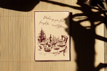 Minimalist Christmas Card | Scribble Dinner Table Design | A6 300gsm | Blank Inside | Kraft Envelope | Love Laughter Leftovers