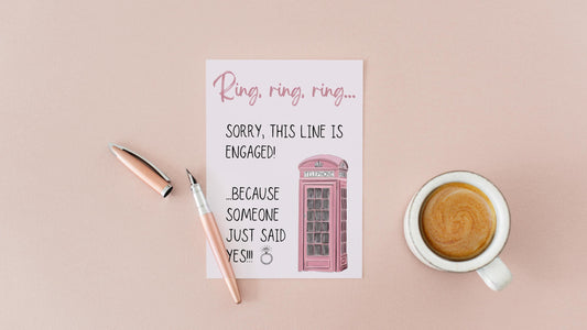 Engagement Card “Ring, ring” Sorry This Line Is Engaged Pink Telephone A6 Greeting Card | Newly Engaged Gift