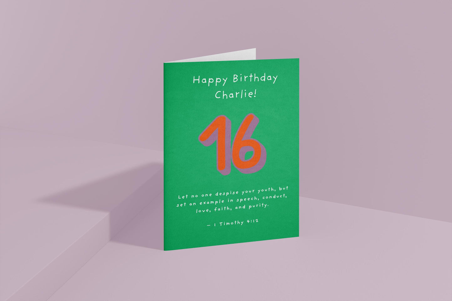 Personalised 16th Birthday Card 1 Timothy 4:12  Christian Scripture Card Religious Milestone Birthday Faith Greeting for Teen  sweet sixteen