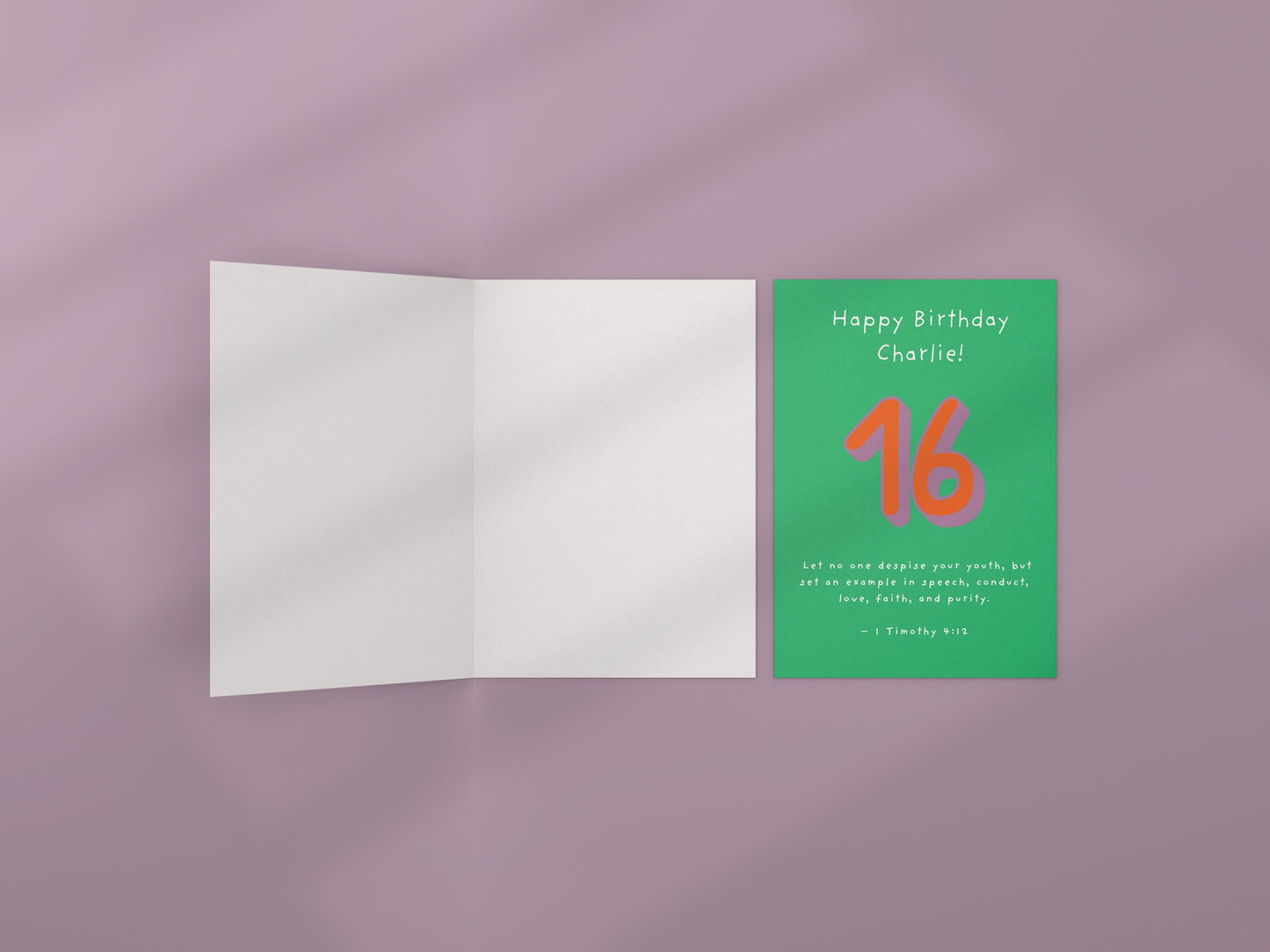 Personalised 16th Birthday Card 1 Timothy 4:12  Christian Scripture Card Religious Milestone Birthday Faith Greeting for Teen  sweet sixteen