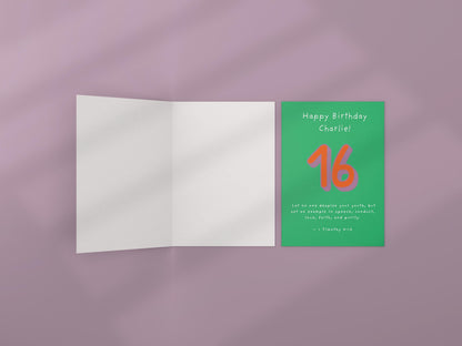 Personalised 16th Birthday Card 1 Timothy 4:12  Christian Scripture Card Religious Milestone Birthday Faith Greeting for Teen  sweet sixteen