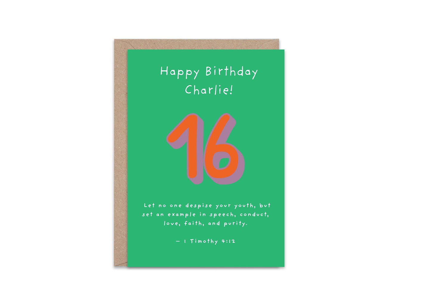 Personalised 16th Birthday Card 1 Timothy 4:12  Christian Scripture Card Religious Milestone Birthday Faith Greeting for Teen  sweet sixteen