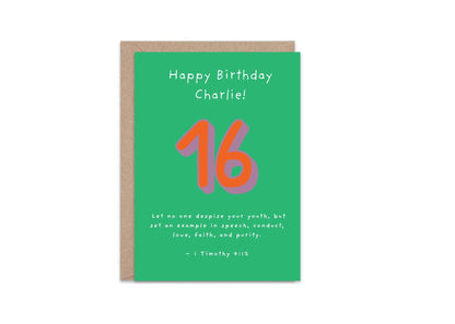 Personalised 16th Birthday Card 1 Timothy 4:12  Christian Scripture Card Religious Milestone Birthday Faith Greeting for Teen  sweet sixteen