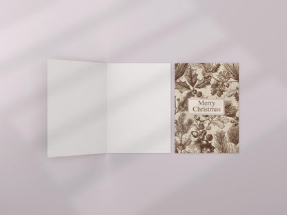 Vintage Christian Christmas Card | Neutral Merry Christmas Greeting | Faith Inspired Holiday Card | Scripture Scribbles