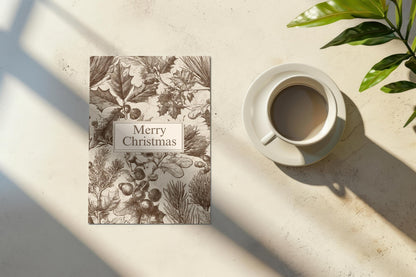 Vintage Christian Christmas Card | Neutral Merry Christmas Greeting | Faith Inspired Holiday Card | Scripture Scribbles