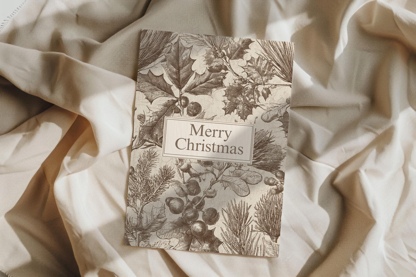 Vintage Christian Christmas Card | Neutral Merry Christmas Greeting | Faith Inspired Holiday Card | Scripture Scribbles