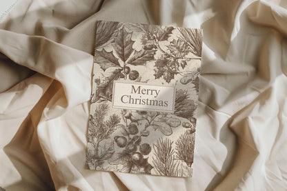 Vintage Christian Christmas Card | Neutral Merry Christmas Greeting | Faith Inspired Holiday Card | Scripture Scribbles