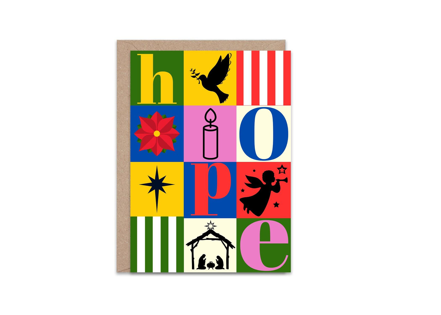 Christian Christmas Card MERRY XMAS Modern Design HOPE Scripture Greeting Bold Colourful Holiday Card bible verse Christmas card A6