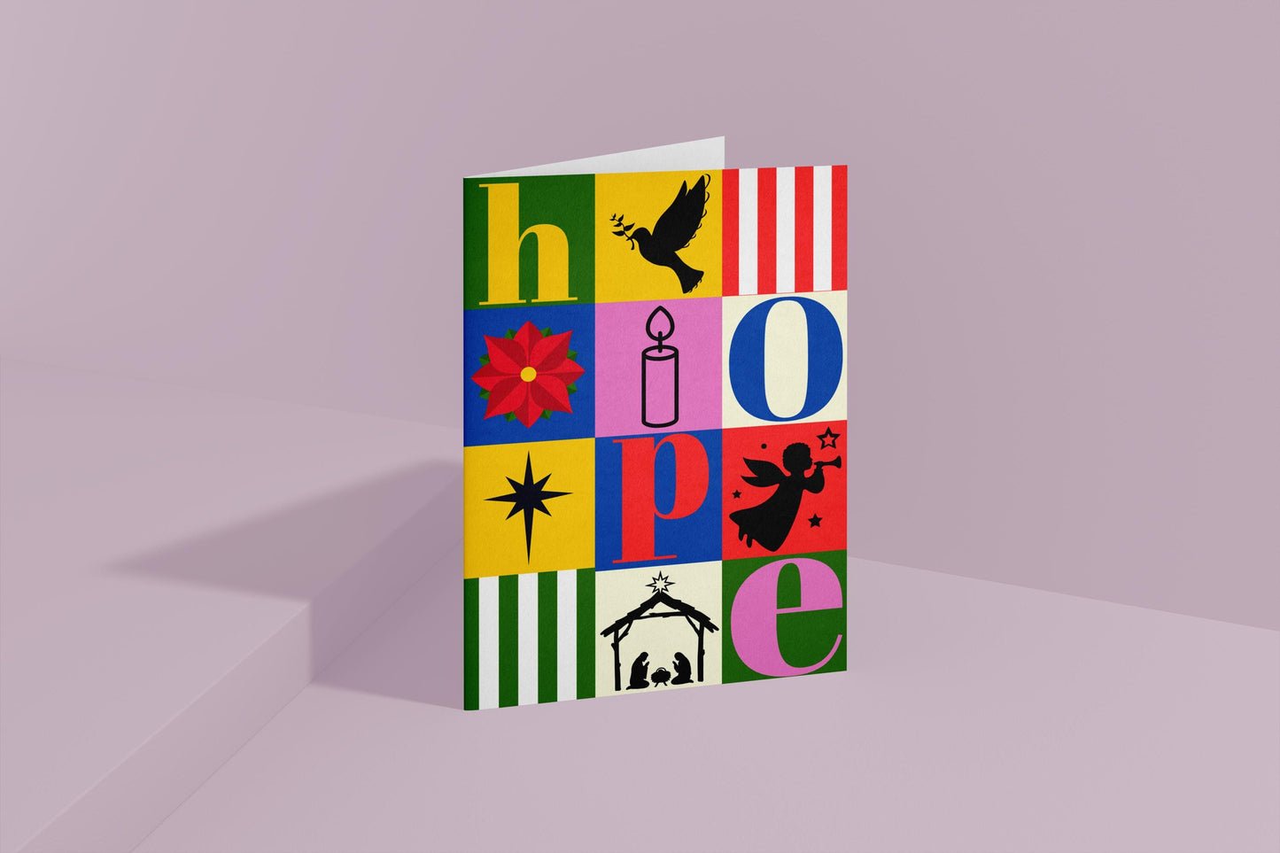 Christian Christmas Card MERRY XMAS Modern Design HOPE Scripture Greeting Bold Colourful Holiday Card bible verse Christmas card A6