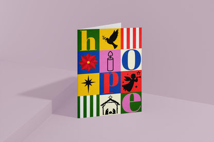 Christian Christmas Card MERRY XMAS Modern Design HOPE Scripture Greeting Bold Colourful Holiday Card bible verse Christmas card A6