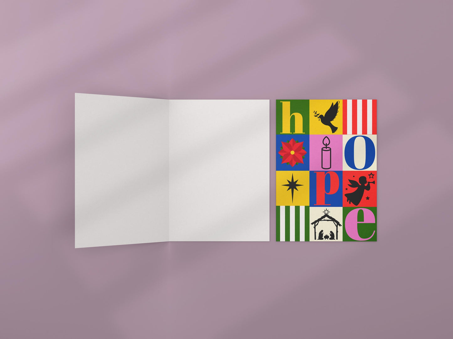 Christian Christmas Card MERRY XMAS Modern Design HOPE Scripture Greeting Bold Colourful Holiday Card bible verse Christmas card A6