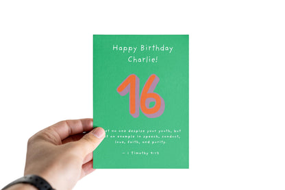 Personalised 16th Birthday Card 1 Timothy 4:12  Christian Scripture Card Religious Milestone Birthday Faith Greeting for Teen  sweet sixteen