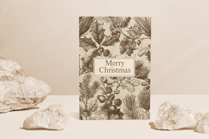 Vintage Christian Christmas Card | Neutral Merry Christmas Greeting | Faith Inspired Holiday Card | Scripture Scribbles