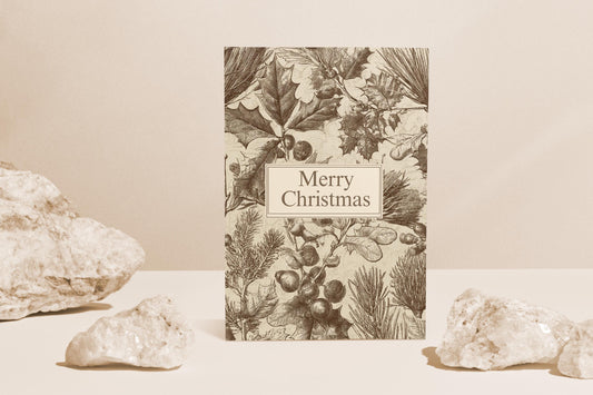 Vintage Christian Christmas Card | Neutral Merry Christmas Greeting | Faith Inspired Holiday Card | Scripture Scribbles