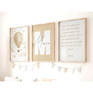 Set of 3 hot air balloon nursery prints
